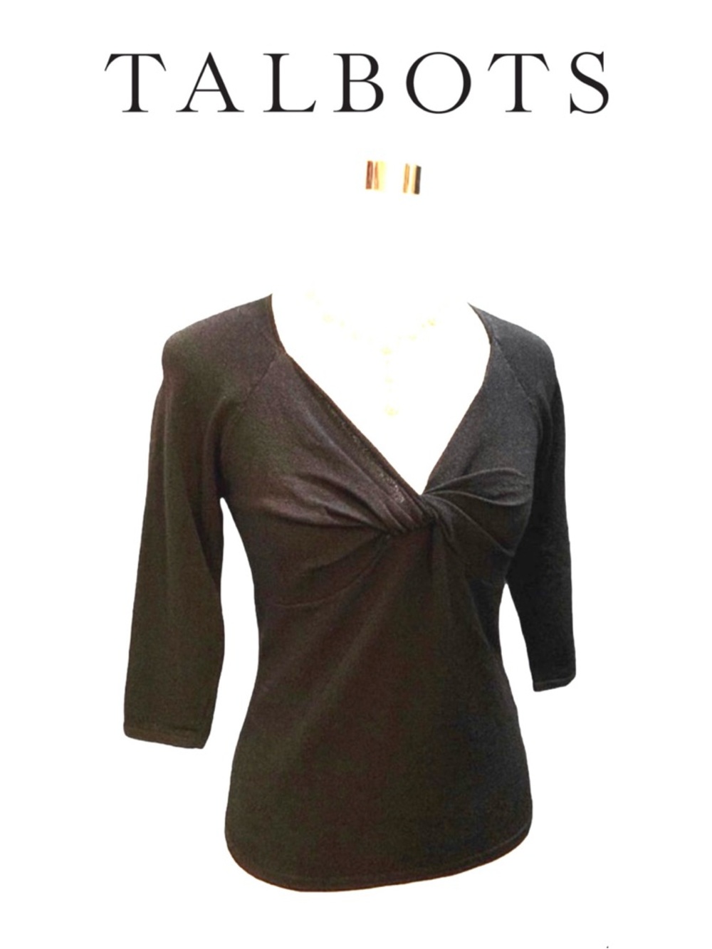 Talbots Collection Fine Knit Twist Front Top